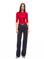 Modern Contrast-Trimmed Mid-sleeve T-shirt