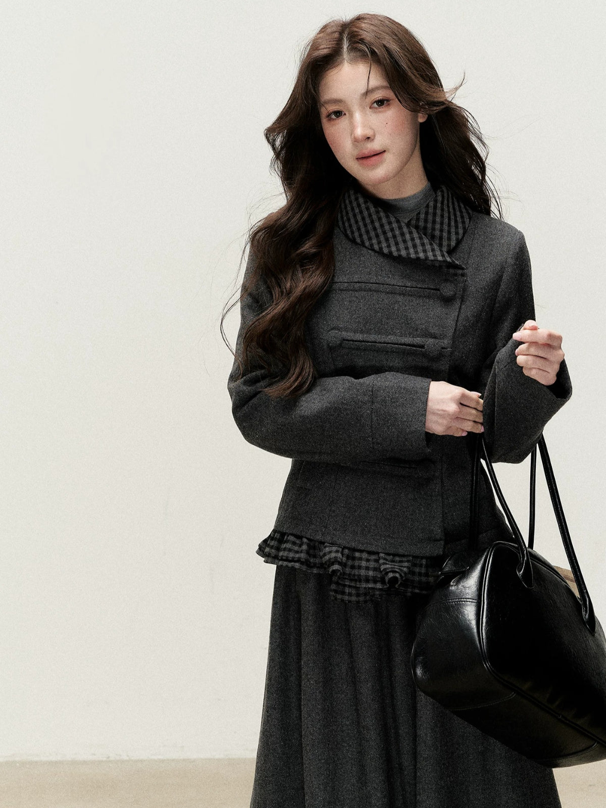 Vintage Double-Breasted Jacket &amp; Midi Skirt Set