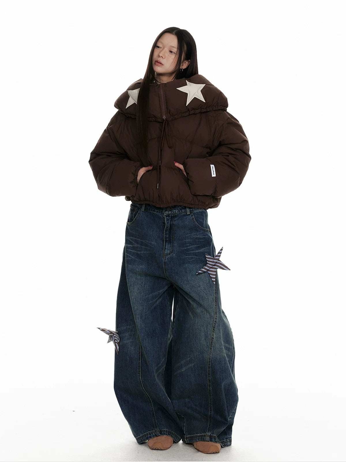 Star Patch Wide Leg Jeans