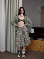 Plaid Hooded Shirt & Skirt & Pants Set