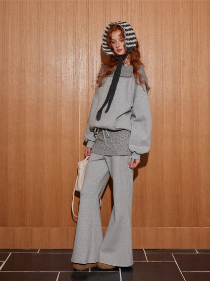 Off-Shoulder Sweatshirt Flared Pants Set