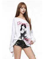 Asymmetric Off Shoulder Printed Top