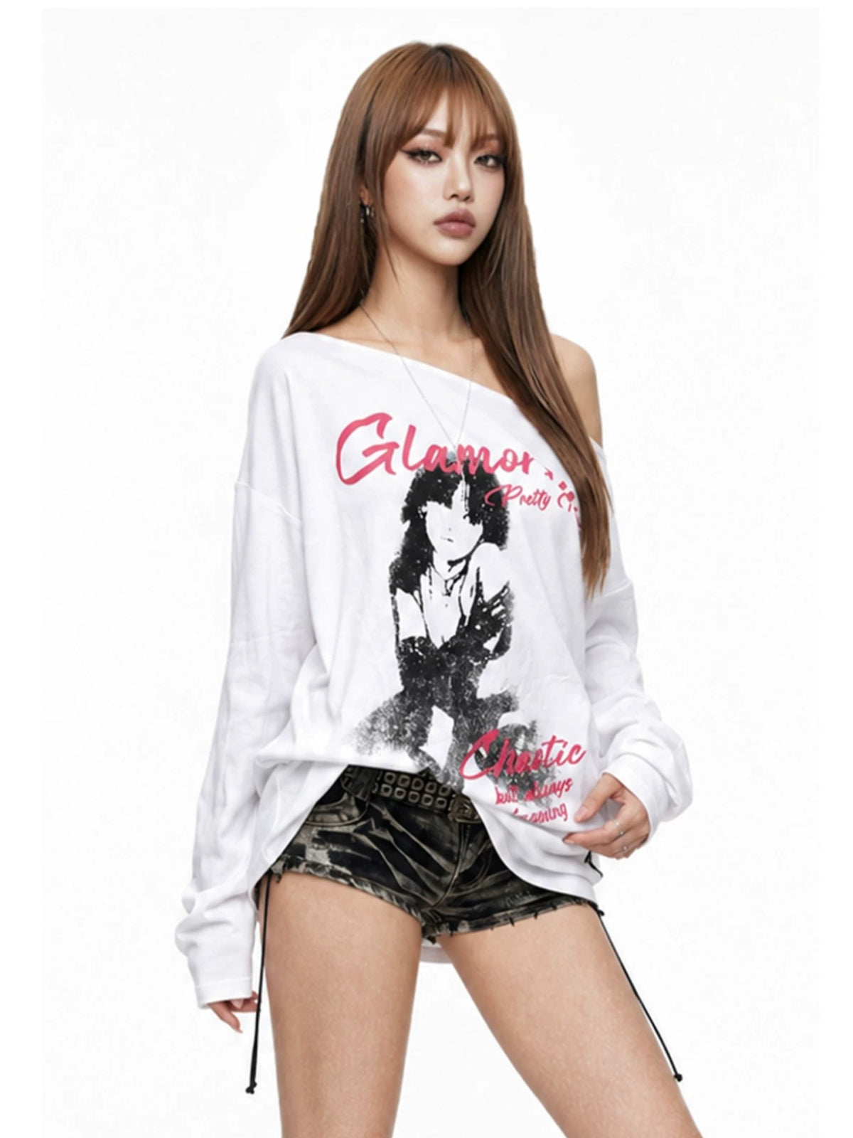 Asymmetric Off Shoulder Printed Top