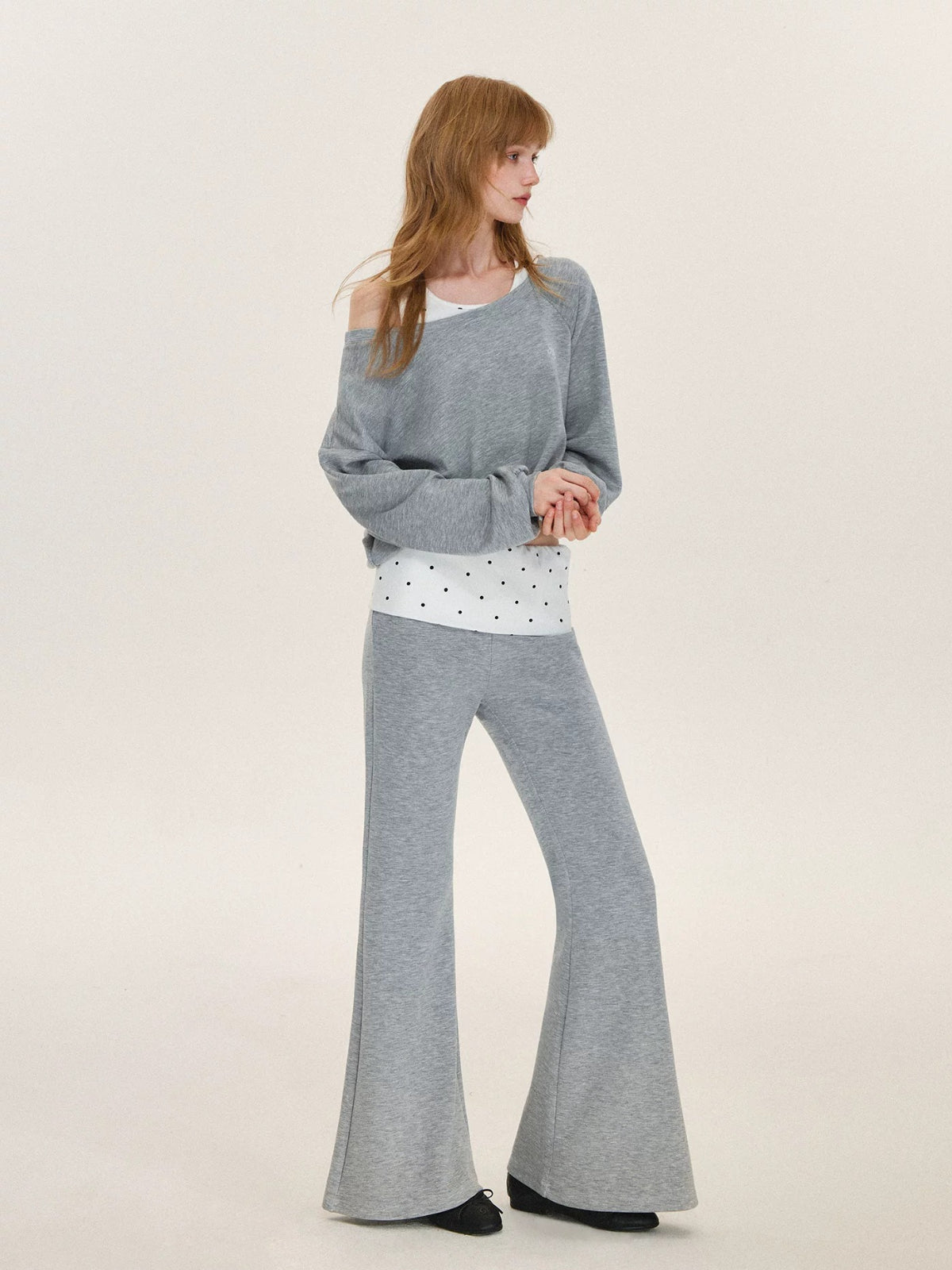 Polka Dot Layered Sweatshirt Set