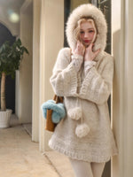 Soft Grace Wool-Blend Knitted Cape Dress