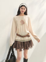 High-Waist Lace Tie Puff Skirt