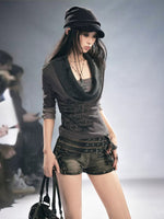 Punk Cross Rivet Knit Top