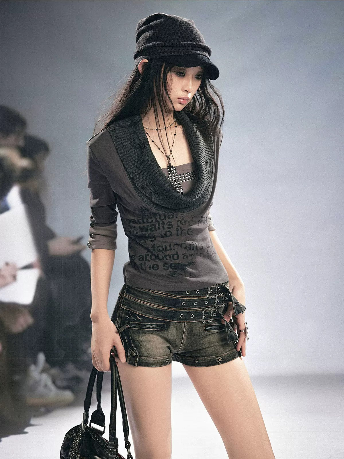Punk Cross Rivet Knit Top