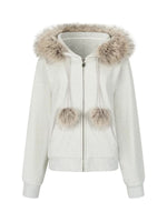 Fur Trim Knit Lounge Set