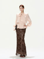 Bow Lantern Sleeve Blouse