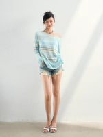 Stripe Openwork Knit Sweater
