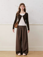 Rose Canele Contrast Polka Dot Knit Top