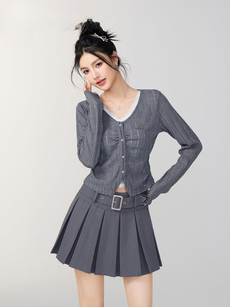 Lace Panel Knit Cardigan