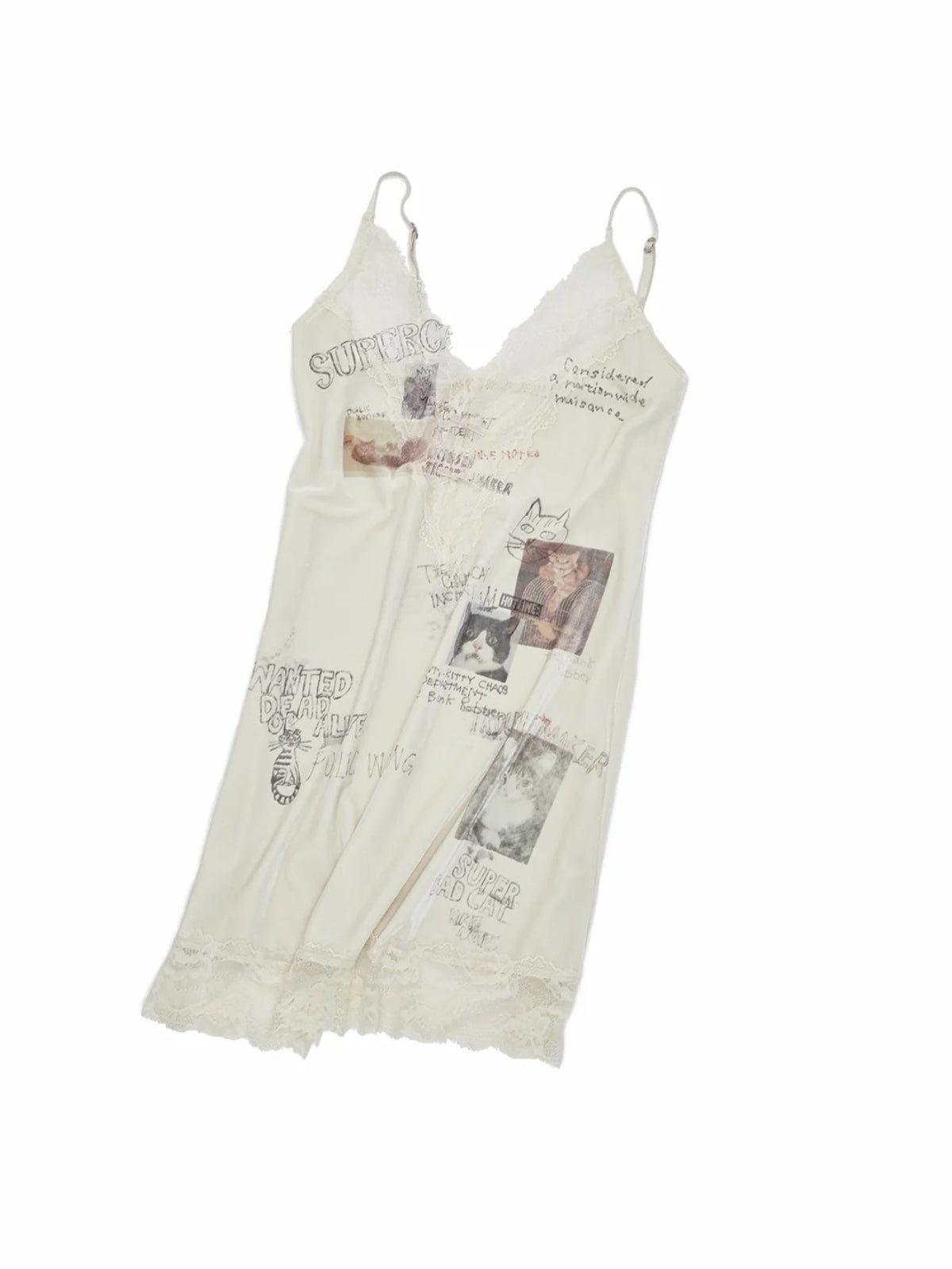 Cat Print Lace Velvet Dress