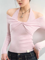 Off-Shoulder Wool Knit Top