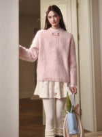 Little Lamb Alpaca-Cashmere Long Plush Crewneck