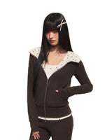 Polka Dot Contrast Zip Hoodie Set