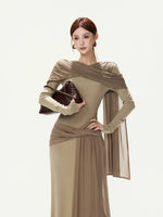Shoulder Ribbon Knit Dress