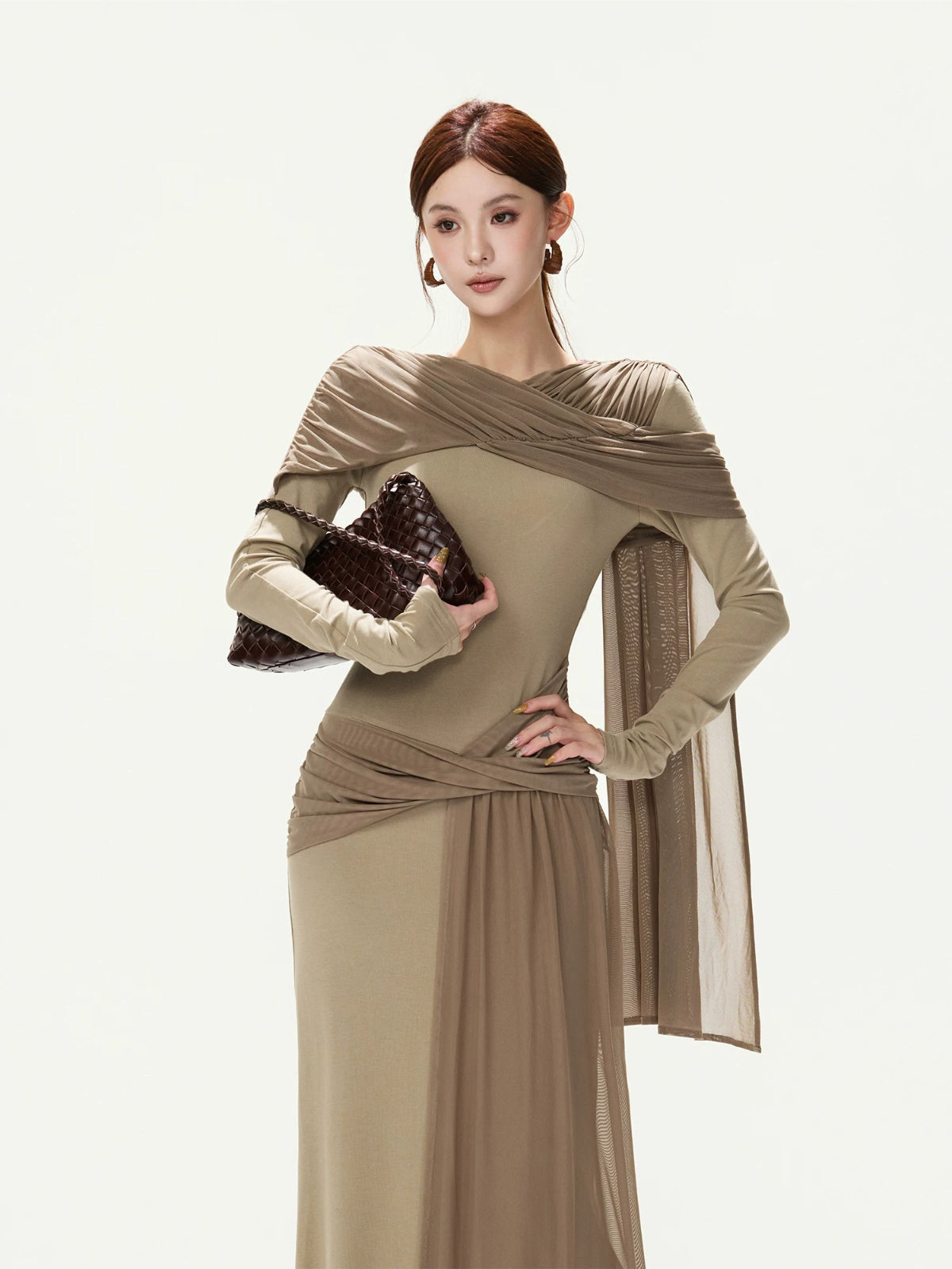 Shoulder Ribbon Knit Dress
