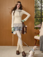 Vichy Pleated Knit Dress