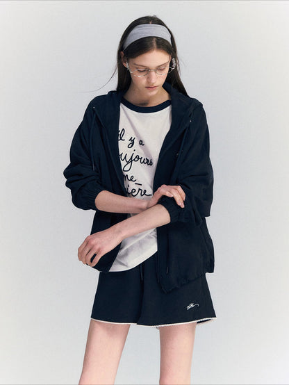 Linen Blend Hoodie Set