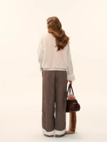 Raw-Hem Patchwork Wide-Leg Pants