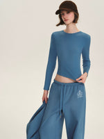 Ribbed Cotton Blend Cropped T-Shirt