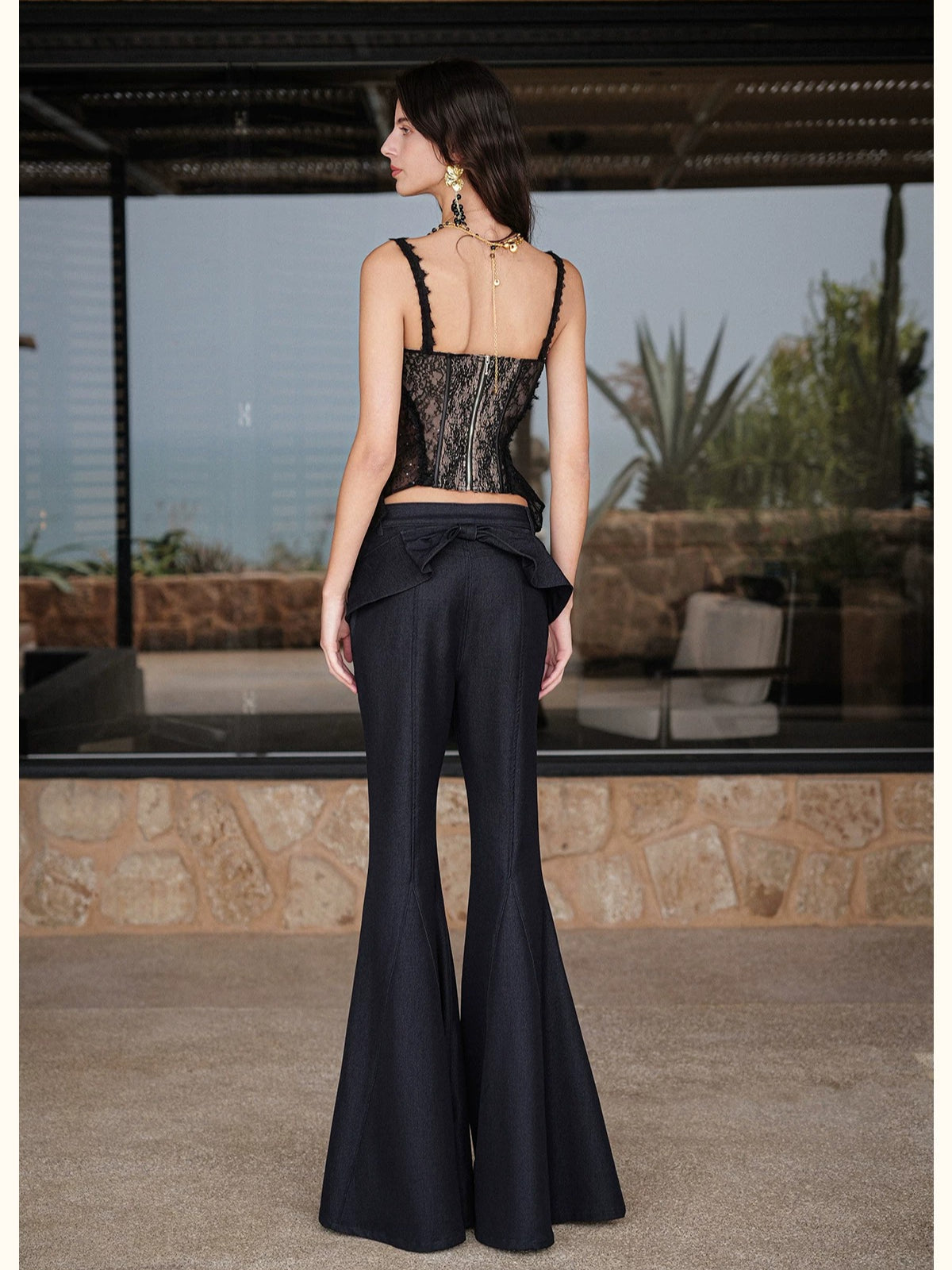 Lace Panel Corset Cami Top