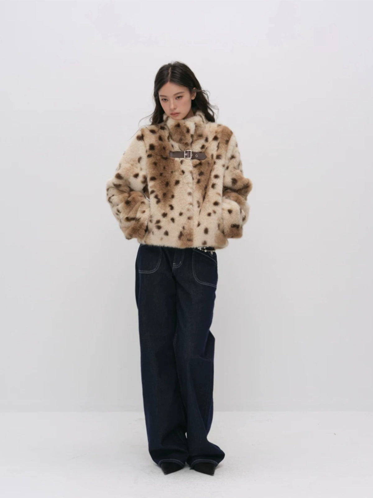 Leopard Print Faux Fur Jacket