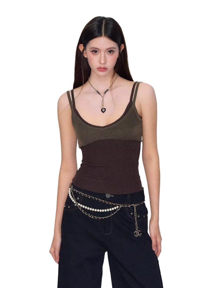 Contrast Knit Camisole Vest