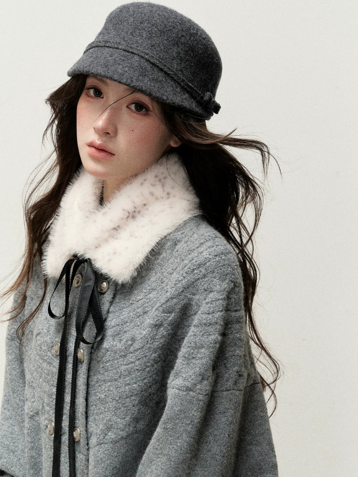 Vintage Bow Faux Fur Collar