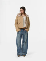 Warm Camel Fur Collar Cotton Coat
