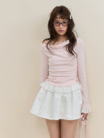 Lace Faux Two-Piece Long Sleeve T-shirt