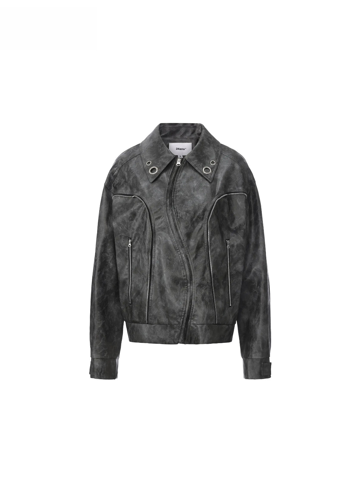 Eyelet PU Leather Jacket
