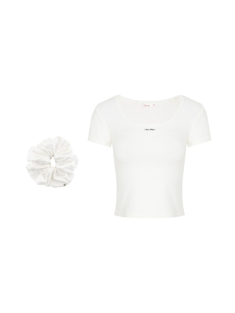 Lace Backless U Neck Tee