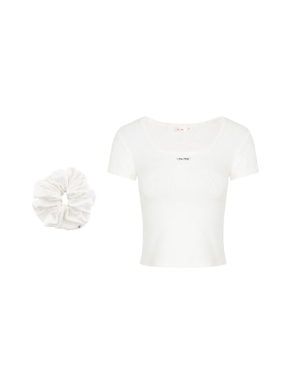 Lace Backless U Neck Tee