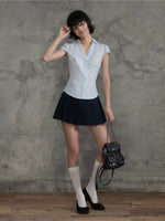 Lace Stripe Crop Blouse