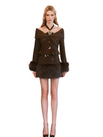 Vixen Faux Fur Halter Floral Dress Set