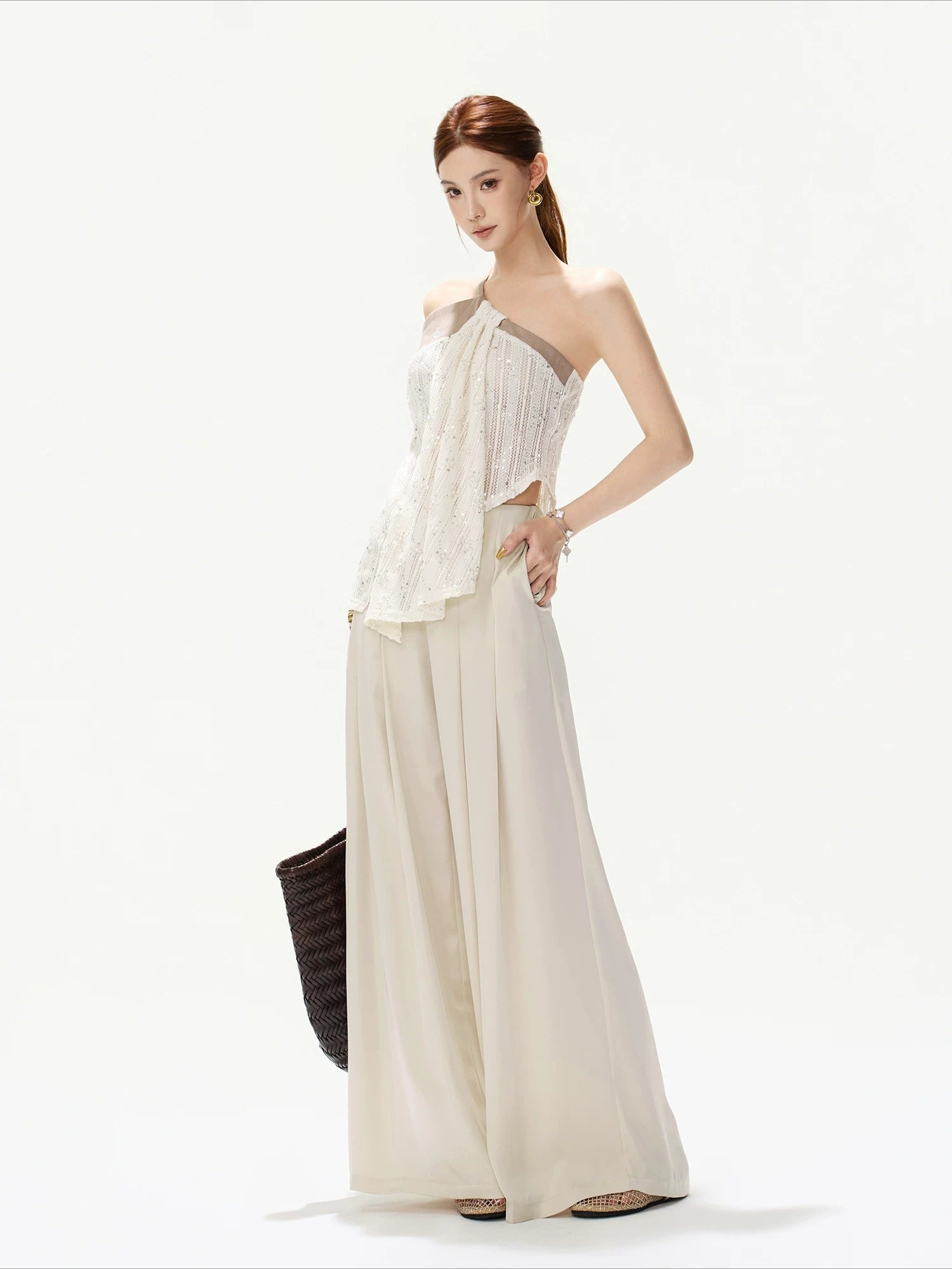 Asymmetric Sequin Knit Top