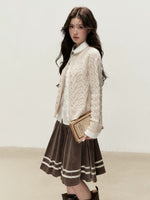 Peter Pan Collar Layered Knit Cardigan