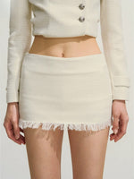 Shimmery Tweed Waist Jacket & Fringe Hem Skirt Set