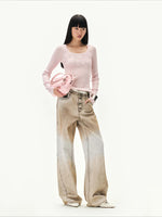 Washed Suede Detail Jeans