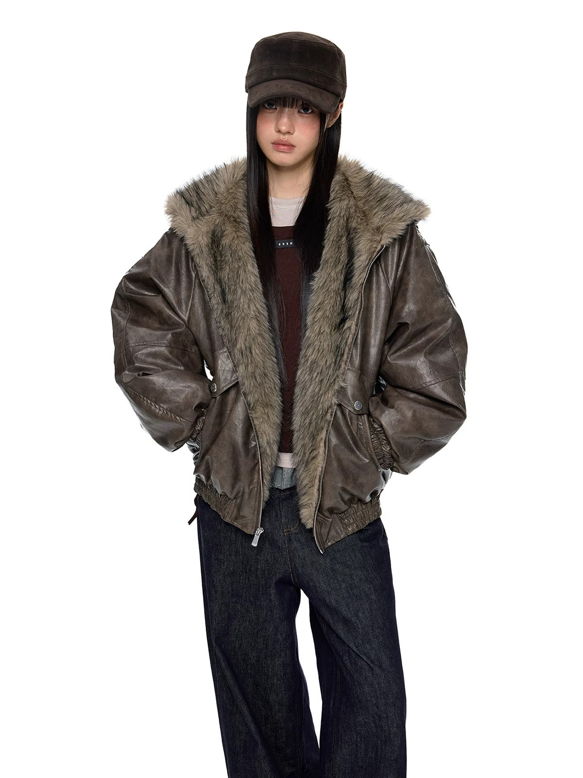 Fur Hood Pocket Puffer Jacket