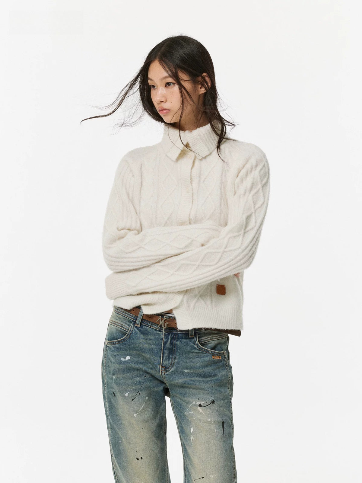Frost Knit Cable Cardigan Sweater