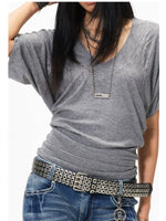 Batwing Sleeve V-Neck Tee