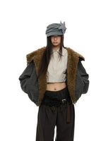 Plaid Wool Hooded Puffer Jacket