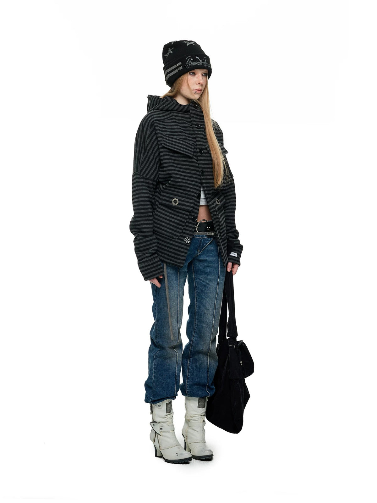 Vintage Striped Fleece Hooded Jacket