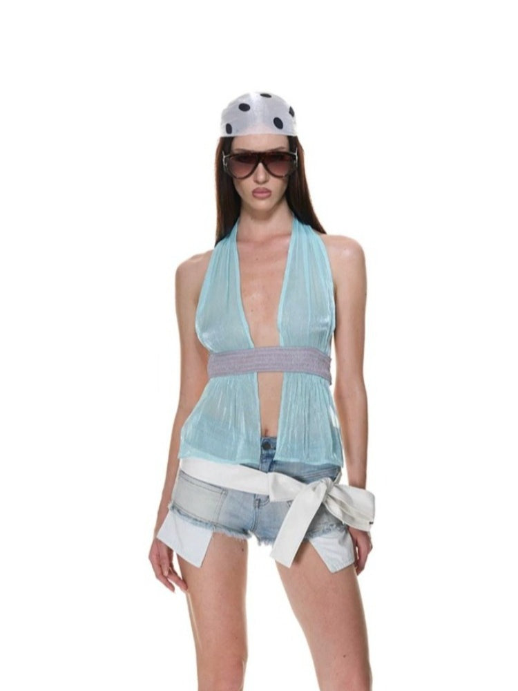 Sheer Organza Halter Top