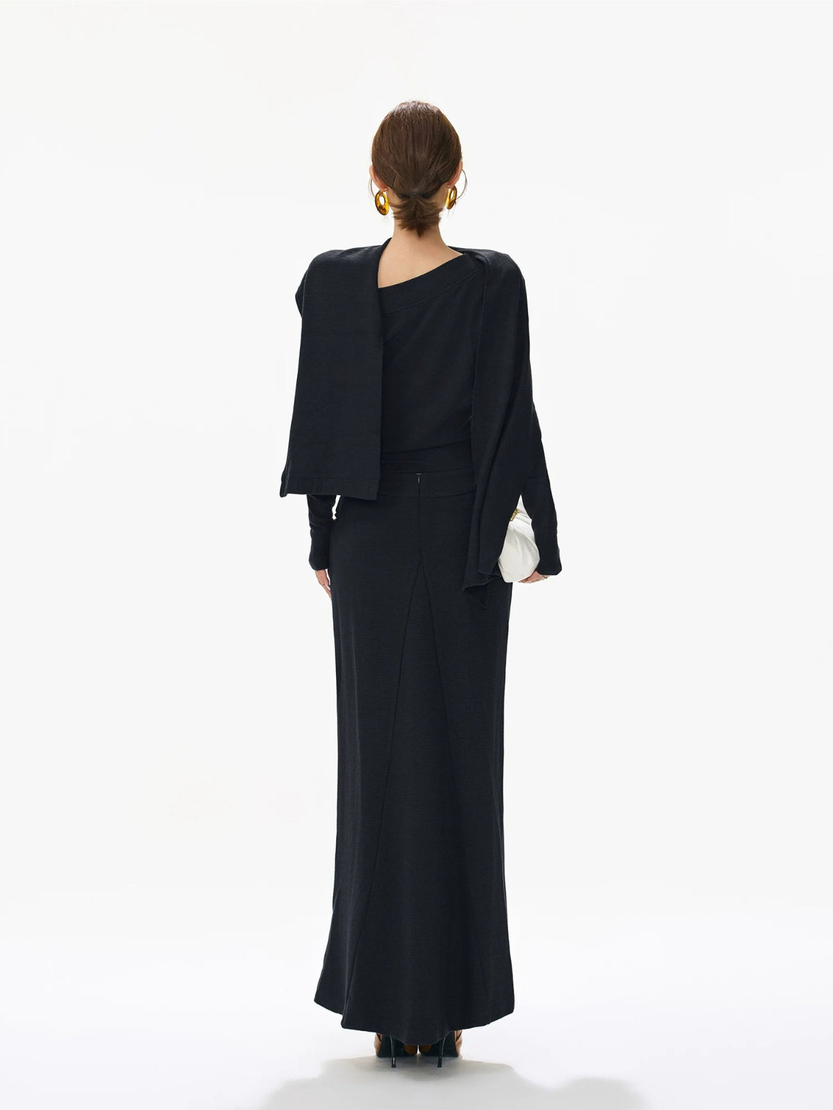 Detachable Shawl Knit Skirt Set