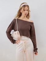 Off-Shoulder Cropped Sweatshirt Set